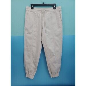 Garnet Hill Sz M Joggers Drawstring, Pockets Cream Pullon Casual Pima Cotton